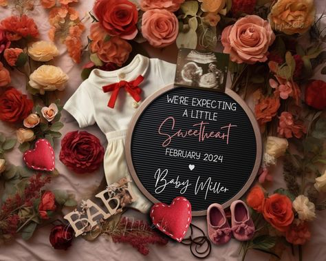 Digital Valentine's Day Pregnancy Announcement, February Baby Girl Announcement, Social Media Gender Reveal, Little Sweetheart, Instagram Pregnancy Announcement February, Baby Girl Template, Social Media Gender Reveal, Girl Template, Valentines Pregnancy Announcement, Valentines Day Pregnancy Announcement, Unique Pregnancy Announcement, Pregnancy Announcement Template, February Baby