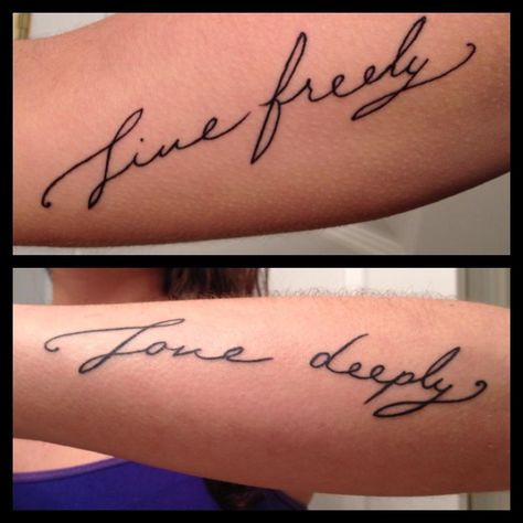 "Live freely"  "Love deeply"  #tattoos #love Live Freely Tattoo, Love Deeply Tattoo, Rib Tats, Ankle Foot Tattoo, Tattoos Love, Foot Tattoo, Love Deeply, Renewable Energy, The Search