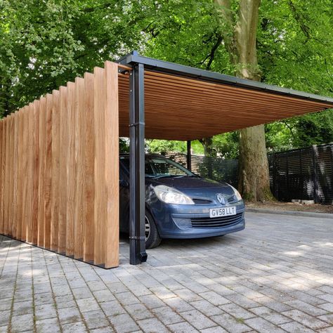 Steel & Timber Carport Carport Aluminium, Japanese Exterior, Carport Modern, Modern Carport, Solar Carport, Aluminium Pergola, Car Shed, Steel Carports, Double Carport