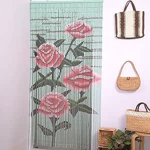 TACHILC Rose Bamboo Bead Curtain, Doorway Hanging Beads, Bamboo Door Beads 35.5 inches x 78 inches, 90 Strands Bamboo Door Curtain, Bamboo Beaded Curtains, Bamboo Outdoor, Door Beads, Closet Curtains, Beaded Curtain, Painted Bamboo, Bamboo Curtains, Flower Curtain