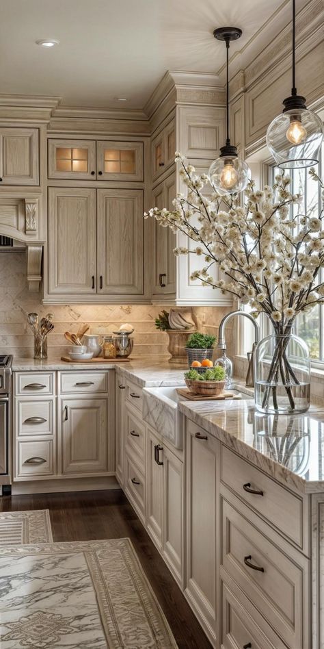 Elegant Kitchen Design, Kitchen Goals, Dream Kitchens Design, Kitchen Remodel Inspiration, Farmhouse Kitchen Design, التصميم الخارجي للمنزل, Bright Kitchens, Elegant Kitchens, Kitchen Inspiration Design