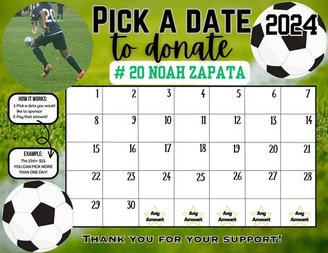 Dallas Hornets! Noah's Soccer ⚽ Calendar Fundraiser. Hello, friends! we are seeking support for Noah's soccer team. Our goal is to raise funds for an out-of-town tournament and various expenses. Any contribution is greatly appreciated . Thank you for your generosity! ⚽🫶 Zelle-469-345-6077 Cashapp-$JoannaZ2511 Soccer Fundraiser Poster Ideas, Soccer Fundraiser Ideas, Out Of Town Soccer Tournament, College Soccer Recruiting, Soccer Fundraiser, Calendar Fundraiser, Soccer Tournament, Team Fundraiser, Raise Funds