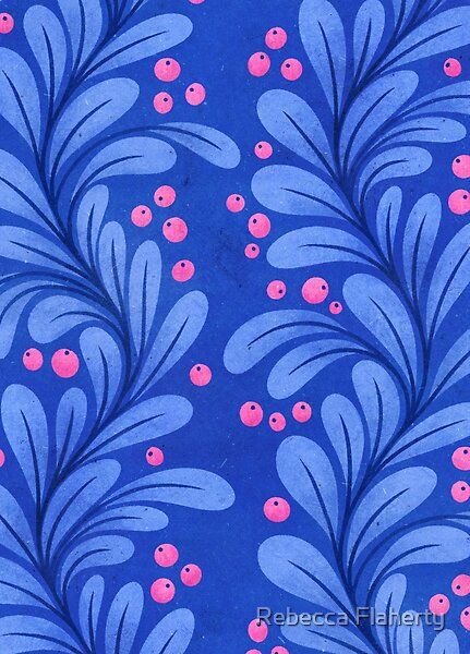 Cobalt Blue Color Palette, Cobalt Blue And Pink, Blue And Pink Living Room, Painting Vibes, Surface Pattern Design Inspiration, Pink Berries, Honey Shop, Pattern Design Inspiration, Neon Painting