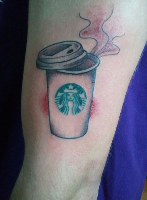 This is a level of commitment to Starbucks that may rival my own. Starbucks Tattoo, Disney Coffee, Cup Tattoo, Coffee Tattoo, Coffee Tattoos, 4 Tattoo, Ink Inspiration, Arm Tattoos, Piercing Tattoo