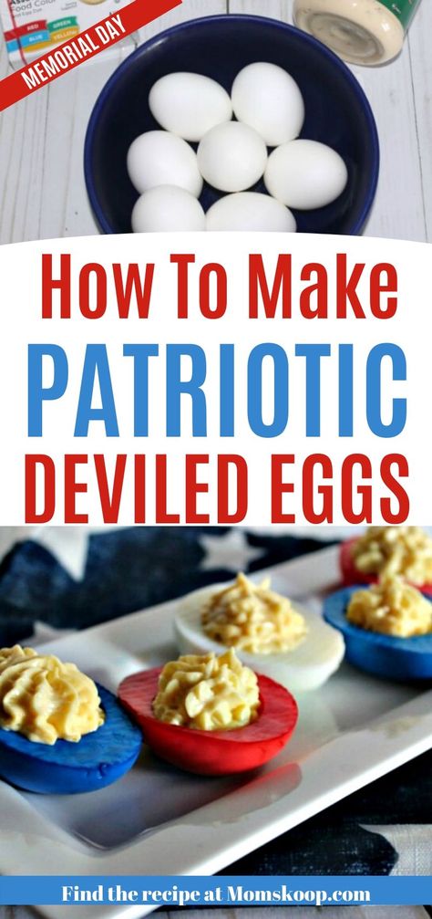 July 4th Deviled Eggs, Fourth Of July Deviled Eggs, Red White And Blue Deviled Eggs, Patriotic Deviled Eggs, Dyed Deviled Eggs Food Coloring, Blue Deviled Eggs, Dyed Deviled Eggs, Buffalo Deviled Eggs, Colored Deviled Eggs