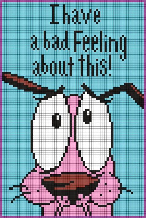 Grid Pictures, Kandi Cuffs, Courage The Cowardly Dog, Cowardly Dog, Graph Paper Drawings, Graph Crochet, Pony Bead Patterns, Motifs Perler, Pixel Crochet