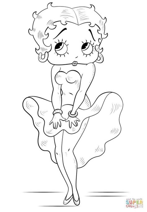 Draw Betty Boop, Betty Boop Tattoos, Betty Boop Cartoon, Betty Boop Art, Drawing Tutorials For Kids, Betty Boop Pictures, Drawing Cartoon Characters, Cartoon Coloring Pages, Step Drawing