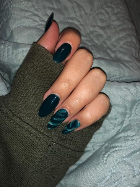 Almond Nails Emerald Green, Emerald Marble Nails, Almond Glitter Nails, Nails Emerald Green, Nails Emerald, Emerald Green Marble, Emerald Marble, Long Almond Nails, Prom 2022