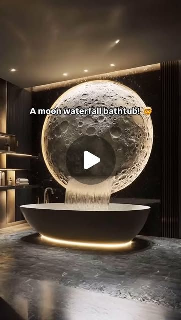 Bath House Aesthetic, 2 Person Bathtub, Crystal Bathtub, Moon Waterfall, Moon Bathroom, Witchy Bathroom, Spa Bathrooms, Waterfall Bathtub, Wellness Inspiration