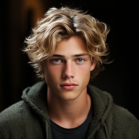 Blonde Male Models Long Hair, Long Blonde Hair Male Character Art, Blonde Stubble, Male Book Character Inspiration, Dirty Blonde Hair Guys, Blonde Male Hairstyles, Blond Fantasy Male, Blonde Blue Eyes Guy, Character Inspiration Male Blonde