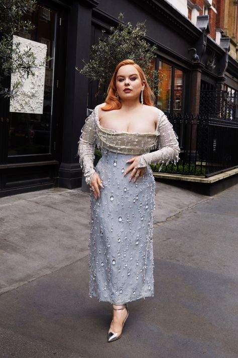 Nicola Coughlan On Her ‘Bridgerton’-Inspired Corsetry And Red Hair For ‘Barbie’’s London Premiere | British Vogue Nicola Coughlan, British Vogue, Silver Dress, Corset Style, Sustainable Clothing, Red Hair, Beautiful People, Red Carpet, High Fashion