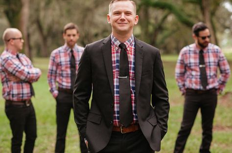 plaid groomsmen Flannel Wedding, Winter Barn Weddings, Winter Wedding Attire, Alternative Wedding Bouquet, Wedding Groomsmen, My Prince Charming, Groom Outfit, Ranch Wedding, Groom And Groomsmen