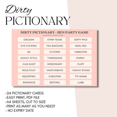 Pictonary Ideas Words, Pictonary Ideas, Bridal Pictionary, Bachelorette Party Games Dirty, Pictionary Word List, Batchelor Party, Dirty Games, Pictionary Words, Dirty Bachelorette Party