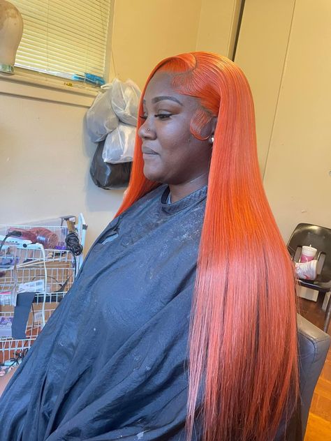 Orange Wig On Dark Skin, Orange Wig Hairstyles, Orange Lace Front Wig, Pixie Cut Hairstyles, Lace Wigs Styles, Orange Wig, Haircut For Women, Color Wigs, Rainbow City