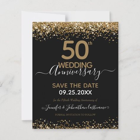 50th Wedding Anniversary Save the Date Budget  Zazzle 50th Birthday Save The Date, Birthday Party Budget, Sabe The Date, Birthday Save The Date, Party Budget, Black And Gold Invitations, 80th Birthday Invitations, Budget Party, 50th Birthday Party Invitations