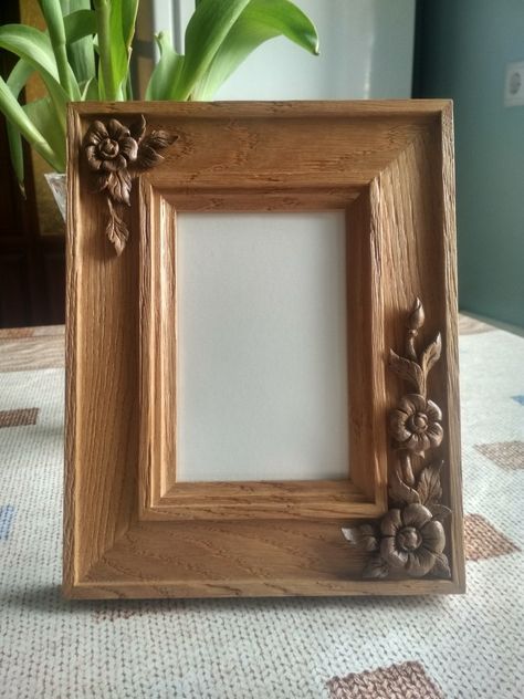 Wood Carving, photoframe, hand carving Wood Carved Picture Frames, Carved Wood Wall Decor, Handmade Photo Frames, Wood Carving For Beginners, Carved Wood Frame, Intarsia Woodworking, Photo Frame Design, Wooden Photo Frames, Diy Crafts Room Decor