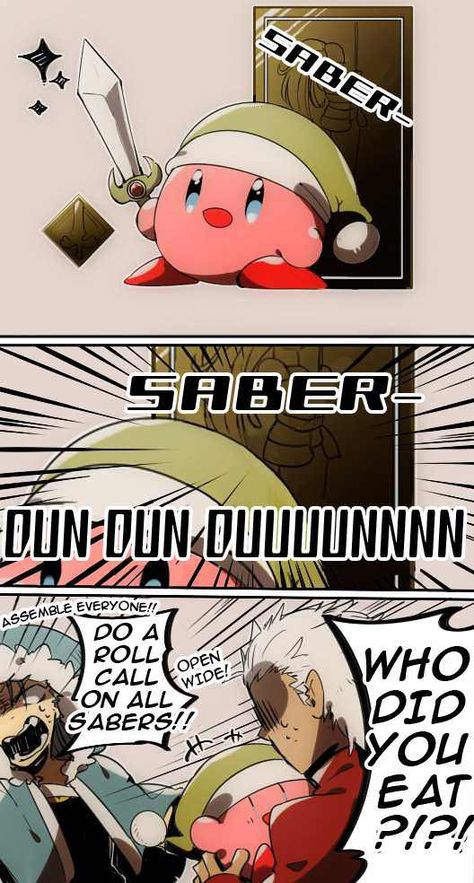 Heroic Spirit Kirby - Imgur Fate Crossover, Fate Grand Order Comic, Fate Archer, Fate Stay Night Series, Fate Servants, Fate Stay Night Anime, Fate Anime Series, Fate Zero, Slow Life