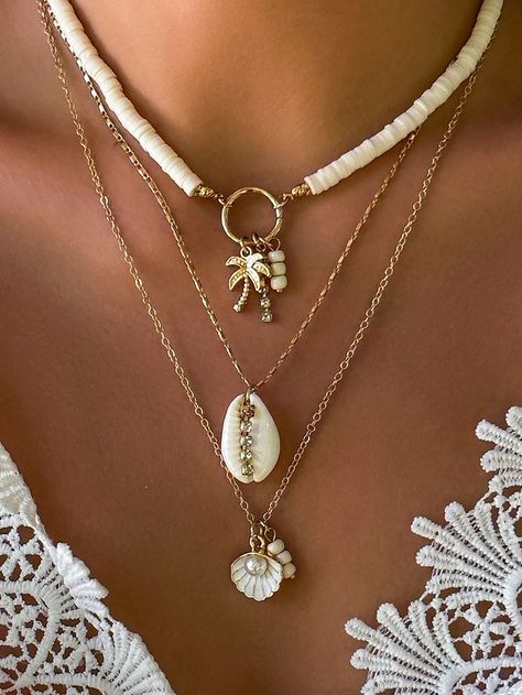 Beach Shell Women's Charm Necklace Summer Starfish Shell Necklace Layered Bohemian Gold Necklace Summer Jewelry Filling Beach Accessories     Zinc Alloy     Women Fashion Jewelry, size features are:Bust: ,Length: ,Sleeve Length: Seashell Pendants, Bijoux Fil Aluminium, Sunflower Pendant, Beach Necklaces, Multi Layer Necklace, White Beach, Seashell Necklace, Summer Necklace, Shell Necklace