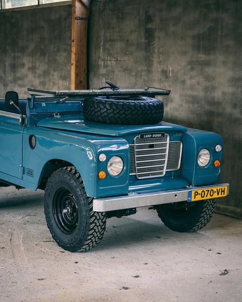 FOR SALE - Land Rover Series 3 88” 1978 Year: 1978 Engine: 2.25 4 cylinder Fuel: Petrol Color: Marine Blue Transmission: Manual Model: Series 3 – 88” This might just be the perfect Land Rover Series 88”. A full custom leather interior (with rear benches and matching doorhandles), galvanized doortops, USB charger, Custom DUTCH ROVERS Tonneau Cover. The color combo on this one is truly astonishing. 235/85-R16 Toyo Open Country Tyres on Wolf Wheels. DM or Check it out on our website. 📸 @paul... Petrol Color, Land Rover 88, Land Rover Series 3, Land Rover Series, Engine 2, Tonneau Cover, Marine Blue, Usb Charger, Land Rover Defender