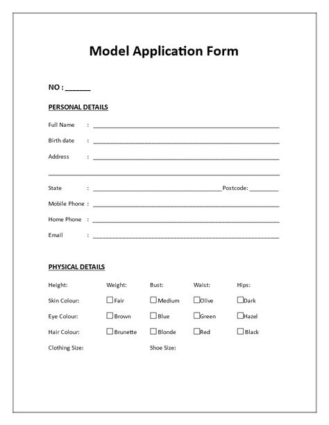 Model Application Form - Download this Model Application Form if you are looking for an online professional template to provide to your new applying models of your model agency. Online Form Design, What Model Agencies Look For, Application Form Design, Model Contract, Barbie Blank, Coachella Makeup, Application Template, Passport Application, Modeling Agencies