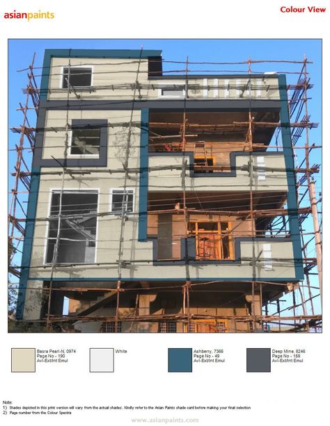 Elevation House, Asian Paints Colours, Indian House Exterior Design, Exterior Paint Color Combinations, Exterior Color Combinations, Exterior House Paint Color, Paint Color Combinations, Exterior House Paint, Front Wall Design