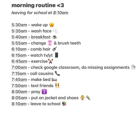 wake up 5:30am leave 8:10am Morning Routine For School Leave At 8:10, 5:30am Morning Routine, School Morning Routine Leave At 8:30, 5 30 Am Morning Routine, School Morning Routine Leave At 8, School Morning Routine 5 Am, 5am Morning, Daily Routine For Women, Before School Routine