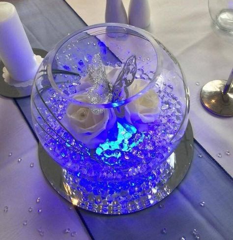 Wedding Centerpieces Blue, Royal Blue Centerpieces, Blue Quinceanera Theme, Quince Centerpieces, Centerpieces Blue, Quince Decor, Quinceanera Theme, Sweet 16 Centerpieces, Butterfly Centerpieces