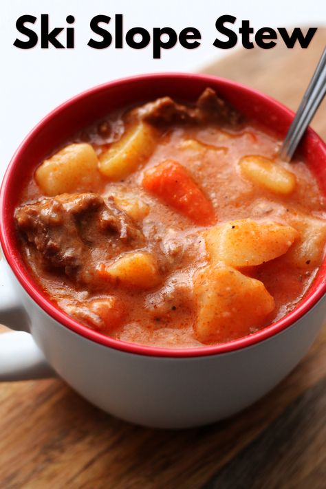 a rich and hearty beef stew that is so easy to make with just a few ingredients! Make this in your Instant Pot or slow cooker. Crockpot Recipes Beef Stew, Hearty Beef Stew, Slow Cooker Recipes Beef, Crockpot Recipes Beef, Instant Pot Soup, Soup Recipes Slow Cooker, Hamburger Meat, Beef Stew Recipe, Beef Soup