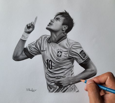 Neymar Jr. Drawing by Mhademo Neymar Jr Drawing, Neymar Drawing, Black Pen Sketches, Jr Pencil, Neymar Jr Hairstyle, Pencil Drawing Pictures, Pick Art, Soccer Art, Cristiano Ronaldo Lionel Messi