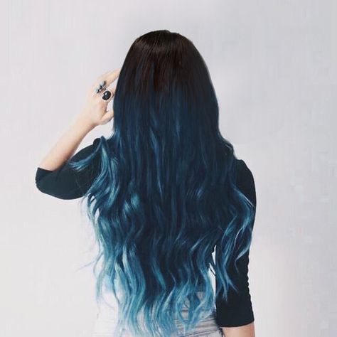 Steely blue color melt with brunette roots and icy tips.  Simulating a bit of grow out, or brunette painted down. Blue Color Melt Hair, Brunette Color Melt, Color Melt Hair, Color Melts, Color Melting Hair, Brunette Roots, Color Melt, Brunette Color, Color Melting