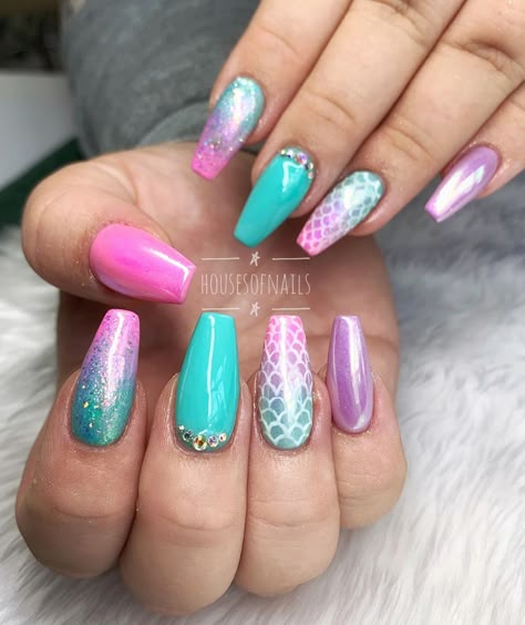 Rodeo Nails, Nails Women, Fish Nails, Mermaid Nail Art, Mermaid Nail, April Nails, Pastel Nails Designs, Sculpted Nails, Art Design Ideas