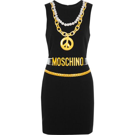 Moschino Printed crepe mini dress ($995) ❤ liked on Polyvore featuring dresses, black, crepe fabric dress, crepe dress, short mini dress, moschino and moschino dress Moschino Dress, Chain Dress, Graphic Print Shirt, Designer Cocktail Dress, Illusion Dress, Short Mini Dress, Black Chain, Crepe Dress, Crepe Fabric