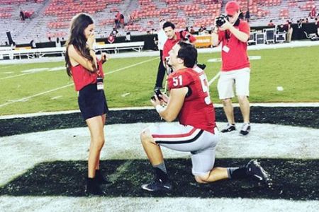 How Georgia's Jake Ganus Pulled off 50-Yard-Line Surprise Proposal Football Proposal Engagement, Football Proposal, Antique Wedding Theme, Peyton Thomas, Sanford Stadium, Wedding Platform, Wedding Lounge, Dream Destination Wedding, Wedding Colorado