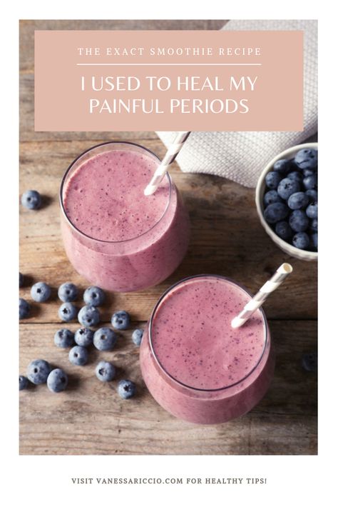 Do you have painful menstrual cramps? I drank this smoothie for 2 months and I finally healed my severe period pain. Best natural remedy Smoothie For Menstrual Cramps, Foods For Menstrual Cramps, Smoothie For Menstrual Cycle, Period Drinks Remedies, Breakfast For Period Cramps, Juices For Period Cramps, Juice For Menstrual Cramps, Smoothie For Period Cramps, Juicing For Period Cramps