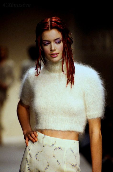 Sibyl Buck Red Hair, Blumarine Aesthetic, Sybil Buck, Sibyl Buck, Pamela Isley, Turtleneck Women, Red Hair Inspo, Models 90s, 90s Runway Fashion