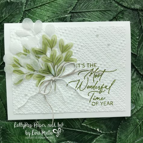 Stampin Up Graceful Greenery Vellum, Graceful Greenery Vellum Cards, Golden Greenery Stampin Up Cards, Vellum Cards, Stamped Christmas Cards, Handcrafted Cards, Xmas 2024, Christmas Card Inspiration, Christmas Blessings