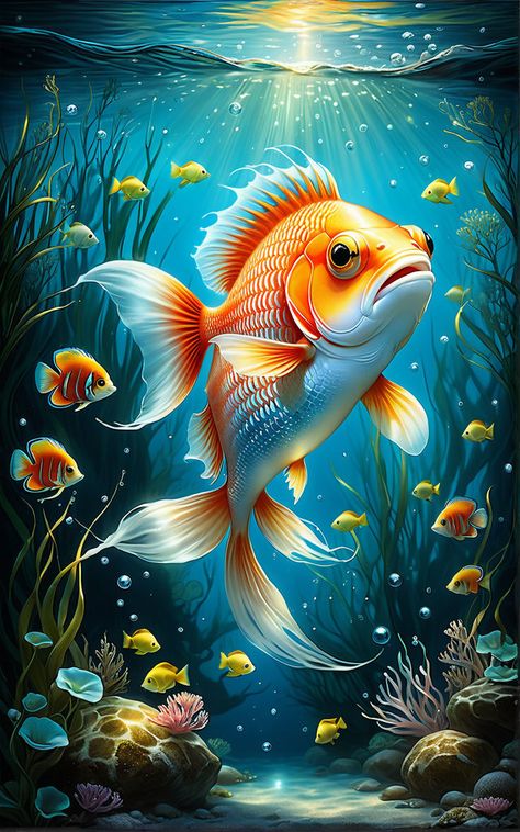 K. Ingrid - Playground Ocean Creatures Art, Ikan Air Tawar, Sea Creatures Art, Underwater Painting, Beautiful Abstract Art, Underwater Art, Art Theory, Fish Wallpaper, Trending Pins