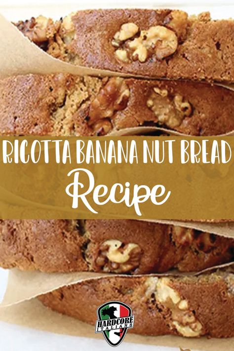 There is nothing like a nice slice of banana bread! If you crave this treat often, then this recipe is perfect for you! The ricotta makes it more fluffy! You can adjust this recipe and make it into muffins or cupcakes! Get the directions below from Ciao Florentina! Banana Ricotta Muffins, Ricotta Banana Bread, Banana Ricotta, Ciao Florentina, Ricotta Pound Cake, Ricotta Muffins, Ricotta Cheese Recipes, Banana Nut Bread Recipe, Nut Bread Recipe