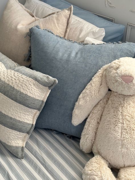 bashful bunny, beachy pillows Puppy Bedroom, Beachy Pillows, Bashful Bunny, Emma Kate, Jelly Cat, Future Bedroom, Beachy Room, Beach Pillows, Bedrooms Ideas