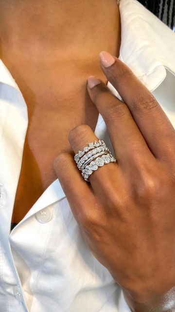 Stacked Eternity Bands Engagement, Stackable Diamond Rings Eternity Bands, Wide Eternity Band, Two Eternity Bands Stacked, Diamond Band Stacked Rings, Oval Eternity Band Stacked, Diamond Rings Stack, 10 Ct Diamond Ring, Ring Stack Diamond