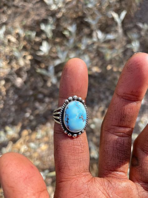 Gorgeous Diane Wylie Navajo Ring in size 7 1/2. Incredible Natural Golden Hill Turquoise stone with beautiful silverwork. Turquoise Rings Western, Tourquise Ring, Western Turquoise Jewelry, Jewlrey Box, Real Cowgirl, Western Fashion Jewelry, Turquoise Accessories, Western Rings, Navajo Turquoise Jewelry