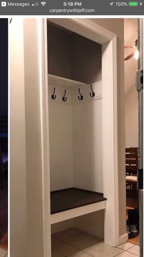 No Closet Entryway Solutions, Deep Entryway Closet, Coat Closet No Door, Small Closet Drop Zone, Tiny Entry Closet Makeover, Closest Without Doors, Deep Entry Closet, Closet Drop Zone, Small Mudroom Closet