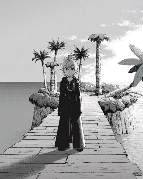 Kingdom Hearts Destiny Island, Kingdom Hearts Black And White, Kingdom Hearts Manga Panels, Organization 13 Kingdom Hearts, Roxas Pfp, Kh Wallpaper, Kingdom Hearts Manga, Kingdom Hearts Pfp, Roxas Kingdom Hearts