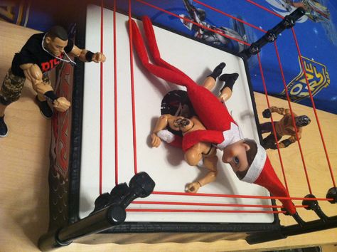 Elf On The Shelf Ideas Wwe, Wrestling Elf On The Shelf, Elf 2023, Bad Elf, Awesome Elf On The Shelf Ideas, Xmas Elf, Elf Fun, Elf Ideas, Go Pro