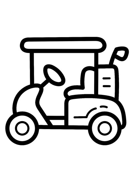 Golf Cart - Lol Coloring Pages Cartoon Golf Cart, Golf Cart Cartoon, Golf Cart Drawing, Golf Drawing, Lol Coloring Pages, Lol Coloring, Lunch Notes, Golf Art, Kids Golf