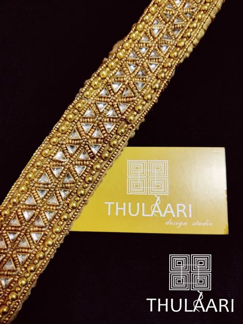 Simple Hip Belt For Saree, Hip Belt Aari Work, Hip Belts For Pattu Sarees, Handwork Belt Design, Aari Hip Belt Design, Navratri Belt, Aari Belt, Saree Belts, Saree Belt