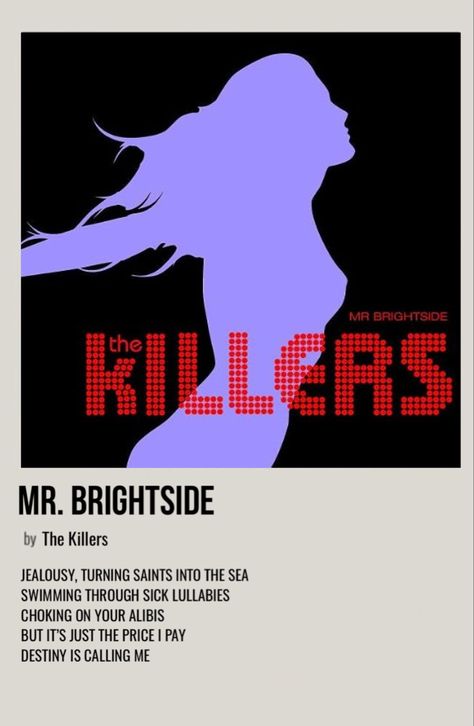 Mr Brightside Poster, The Killers Mr Brightside, Song Prints, Music Aesthetics, Mr Brightside, Song Posters, Halloween Wallpaper Backgrounds, Boys Posters, Noah Kahan