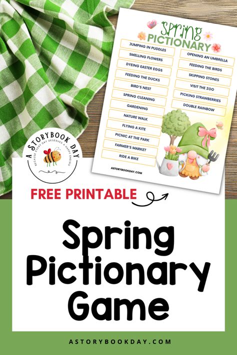 Free Printable Spring Pictionary Game for Kids Spring Games For Kids, Pictionary Words, Family Friendly Games, Creative Thinking Skills, Spring Games, Guess The Word, Free Printable Games, Holiday Party Games, Engage Kids