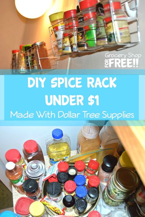 DIY Dollar Tree Spice Rack Under $1! Spice Rack Dollar Tree, Spice Organization Diy, Spice Rack Hack, Dollar Tree Kitchen, Hanging Spice Rack, Diy Spice Rack, Dollar Tree Organization, Diy Spices, Spice Rack Organiser