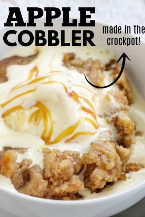 Crockpot Apple Crisp Without Oats, Crock Pot Apple Crumble, Cherry Cobbler Crockpot Recipe, Crockpot Apple Cobbler With Fresh Apples, Crock Pot Baked Apples, Dessert Crockpot Recipes, Impossible Desserts, Crockpot Apple Cobbler, Crockpot Apple Pie